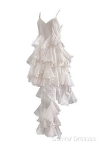 Chic High Low Spaghetti Straps Prom Dress Birthday Dress With Ruffles