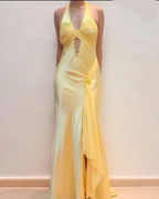 Chic Mermaid Spaghetti Straps Pink Satin Evening Dress Long Prom Dress