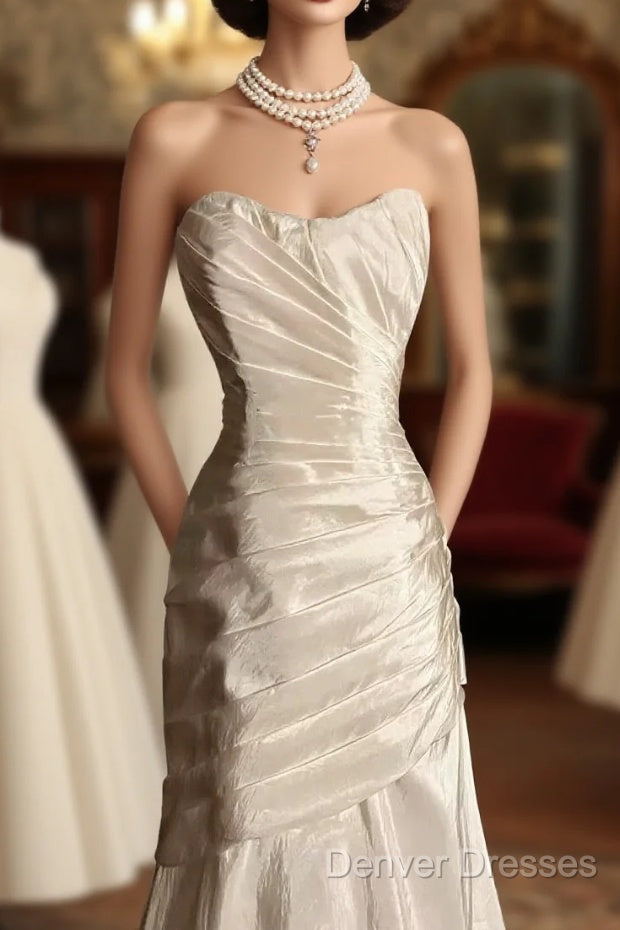 Chic Mermaid Sweetheart Taffeta Ivory Long Wedding Dress Bridal Dress Main image