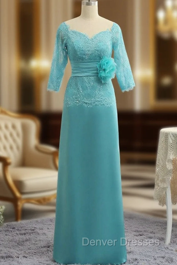 Chic Mother Of The Bride Dress A-line 3/4 Sleeves Lace Long Evening Dress Main image