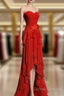 Chic Red High Low Chiffon Wedding Party Dress, Red Layers Long Formal Dress