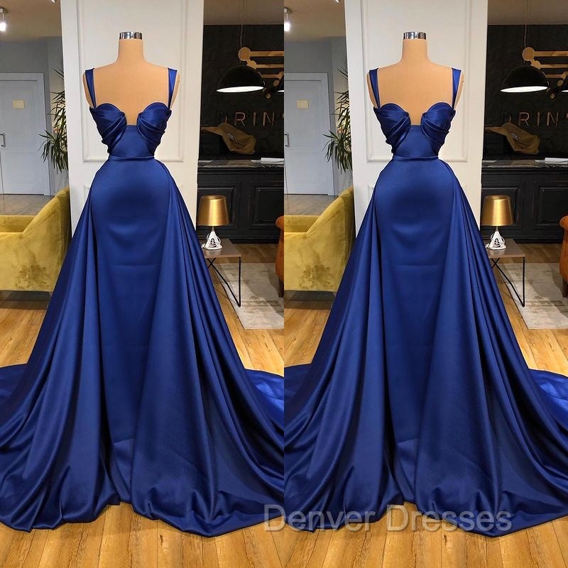 Chic Royal Blue Straps Sweetheart Prom Dress Overskirt Long Secondary image
