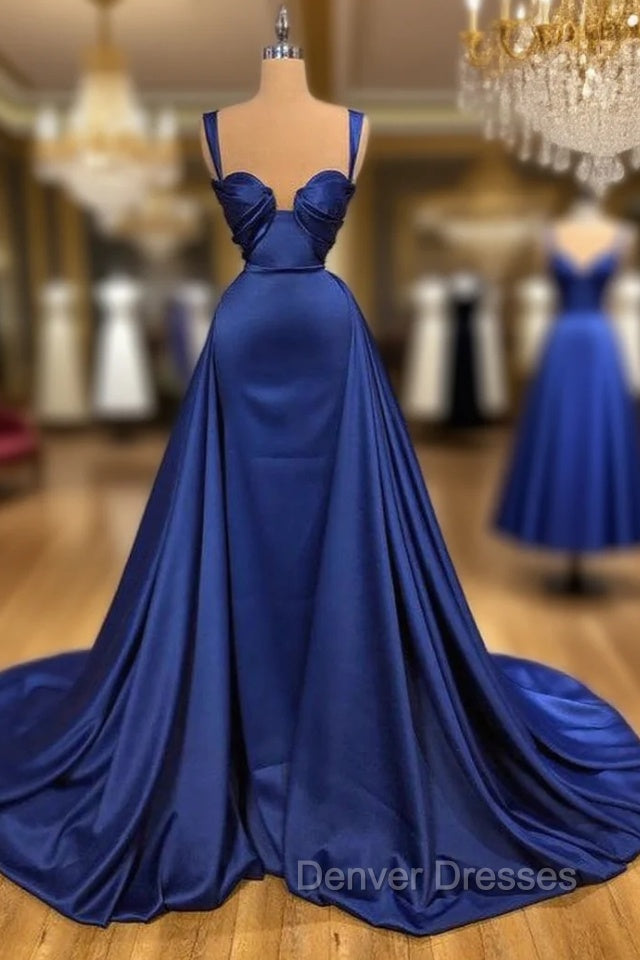 Chic Royal Blue Straps Sweetheart Prom Dress Overskirt Long