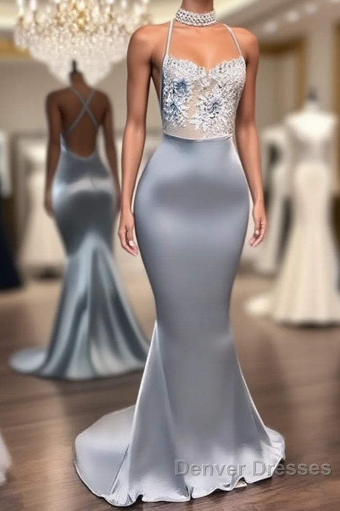 Chic Sequins Sleeveless Mermaid Prom Dress Glitter New Arrival Halter Red Evening Gowns Main image