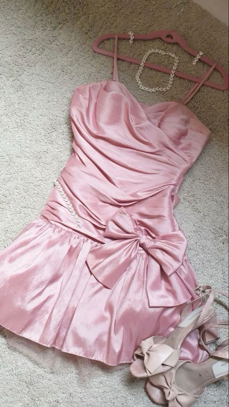 Chic Sheath Satin Straps Short Pink Homecoming Dress 18Th Birthday Outfits Main image