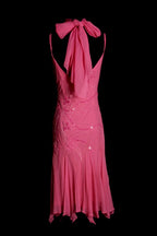 Chic Sheath Short  Prom Dress Chiffon Beaded Hot Pink Birthday Dress Sleeveless Evening Dress