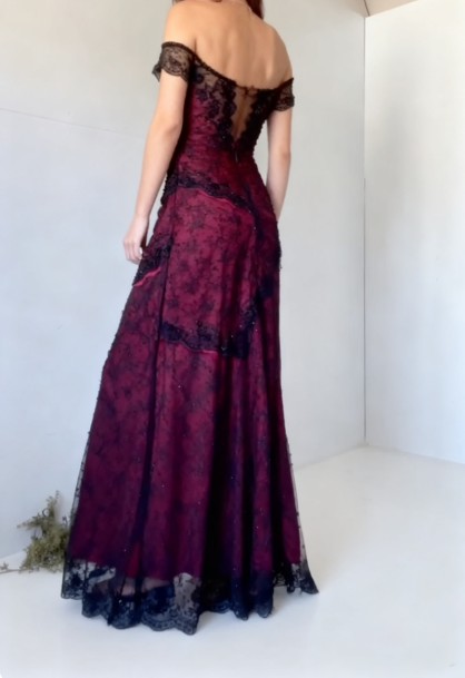 Chic Sheath Strapless Burgundy Tulle Evening Dress Long Prom Dress