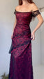 Chic Sheath Strapless Burgundy Tulle Evening Dress Long Prom Dress
