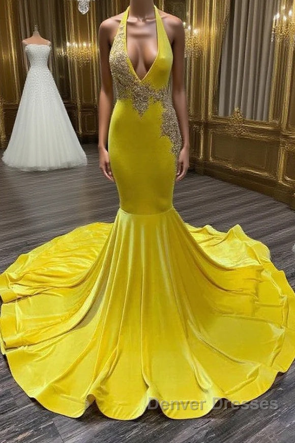 Chic Sleeveless Halter Backless Mermaid Prom Dress Main image