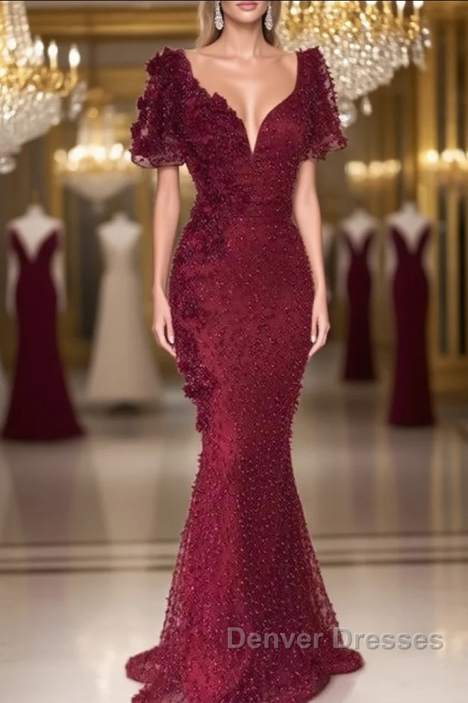 Chic V-neck Flower(s) Mermaid Prom Dress Main image