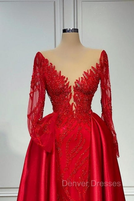 Chic V-neck Lace Prom Dress Evening Gown With Long Sleeves Secondary image