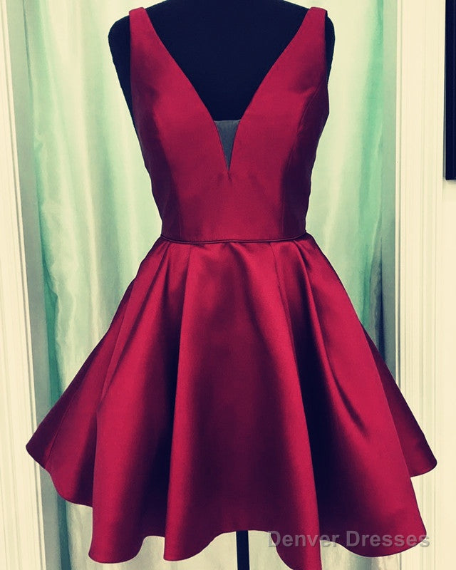 Chic V-Neck Satin Homecoming Dresses Short Prom Gowns Secondary image