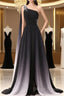 Chiffon A-Line Gradient One Shoulder Evening Dress, Chiffon Prom Dress Party Dress