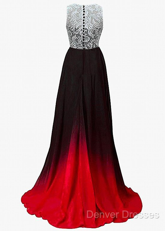 Chiffon Jewel Neckline Ombre A-Line Evening Dress Secondary image