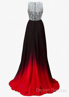 Chiffon Jewel Neckline Ombre A-Line Evening Dress