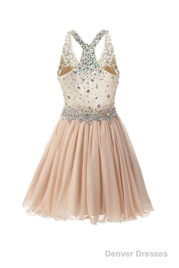 Chiffon Open Back Homecoming Dresses Short Prom Dresses