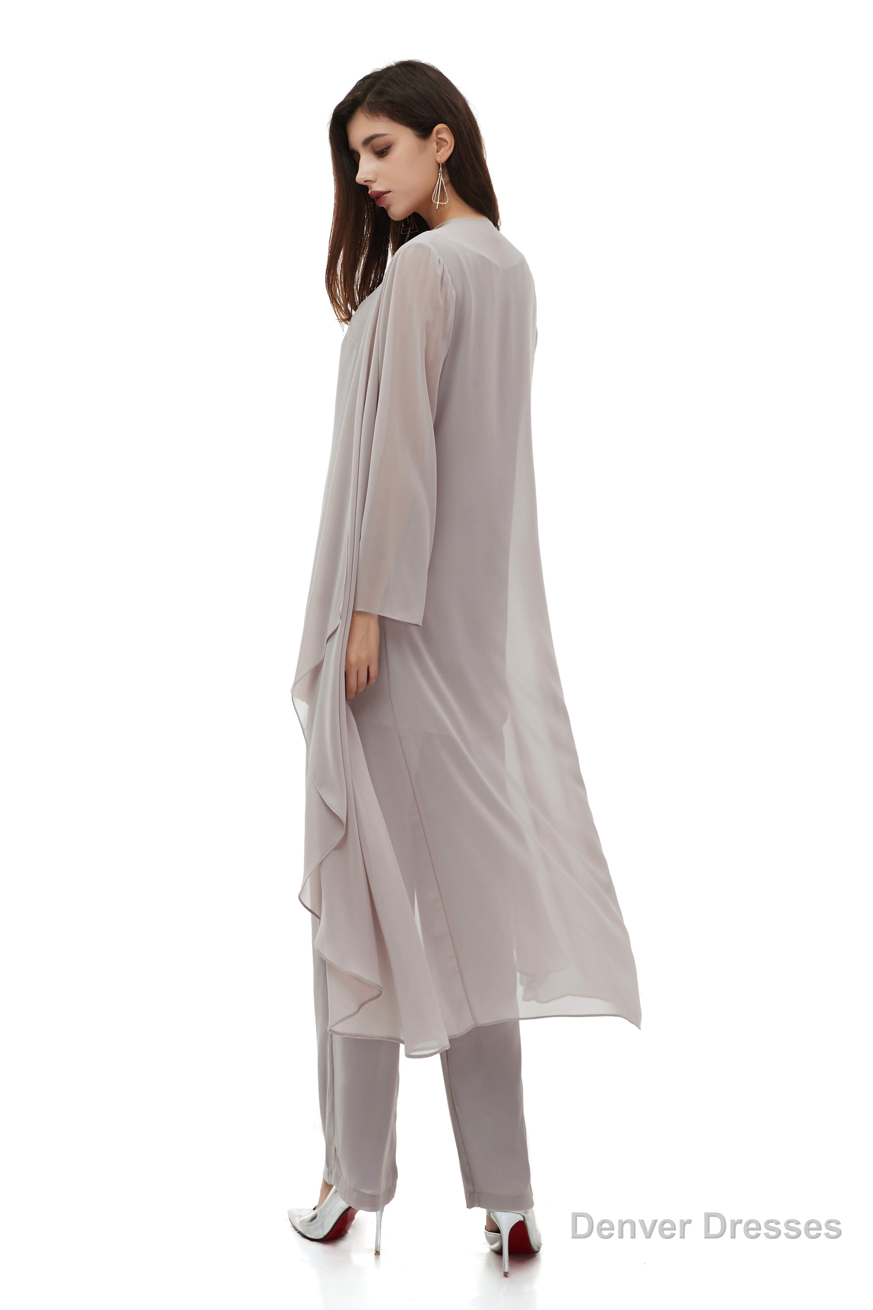 Chiffon Pant Suits Plus Size with Jacket Mother of The Bride Dresses