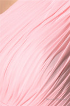 Chiffon Pink One Shoulder Long Bridesmaid Dresses