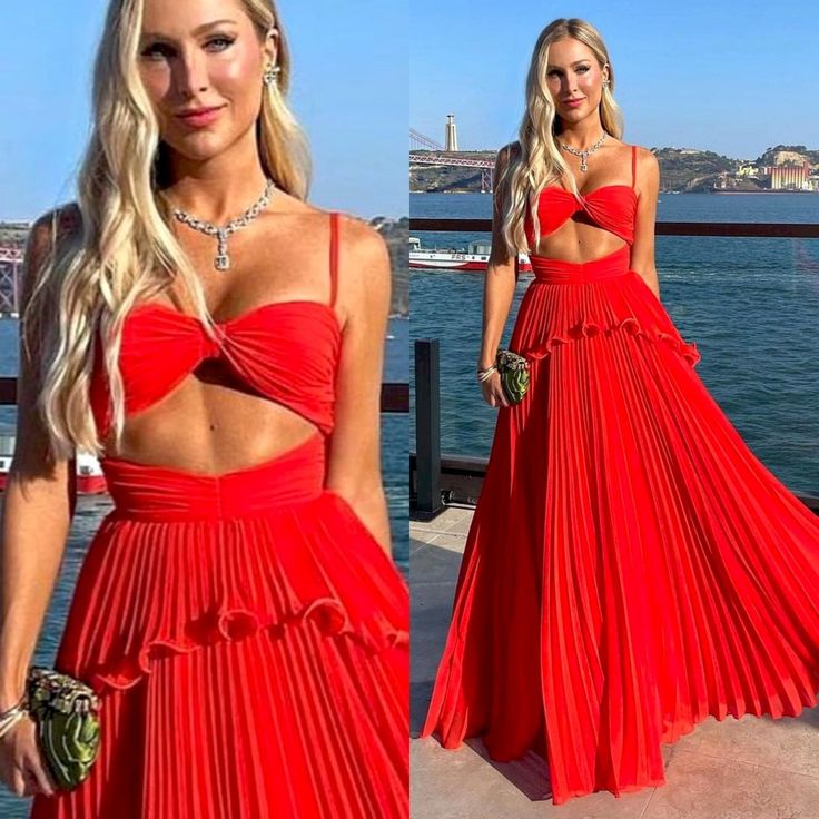Chiffon Prom Dress Spaghetti Strap Floor Length Sleeveless Formal Evening Dress Secondary image