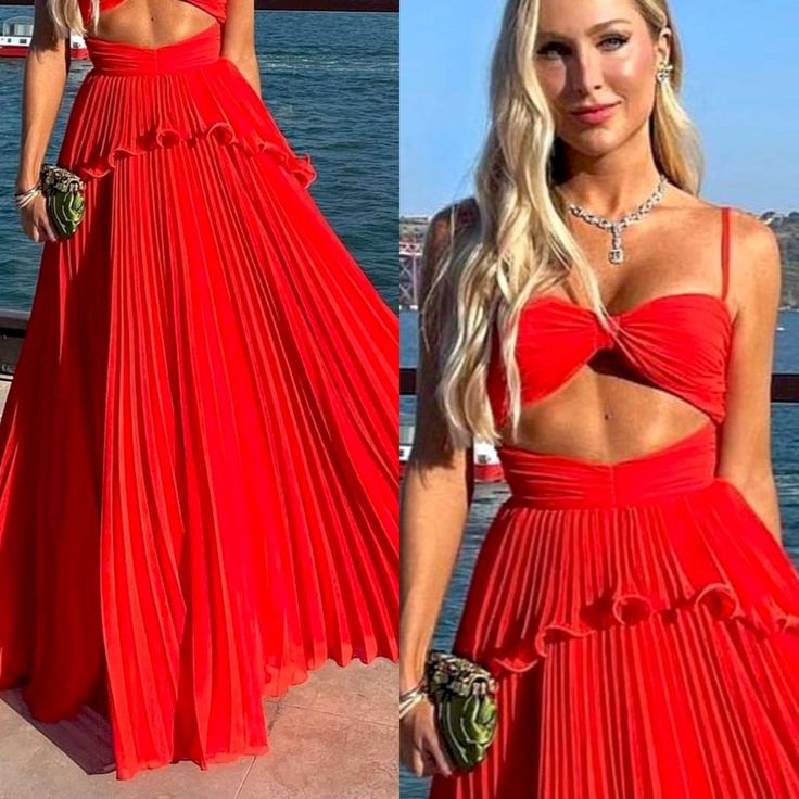 Chiffon Prom Dress Spaghetti Strap Floor Length Sleeveless Formal Evening Dress