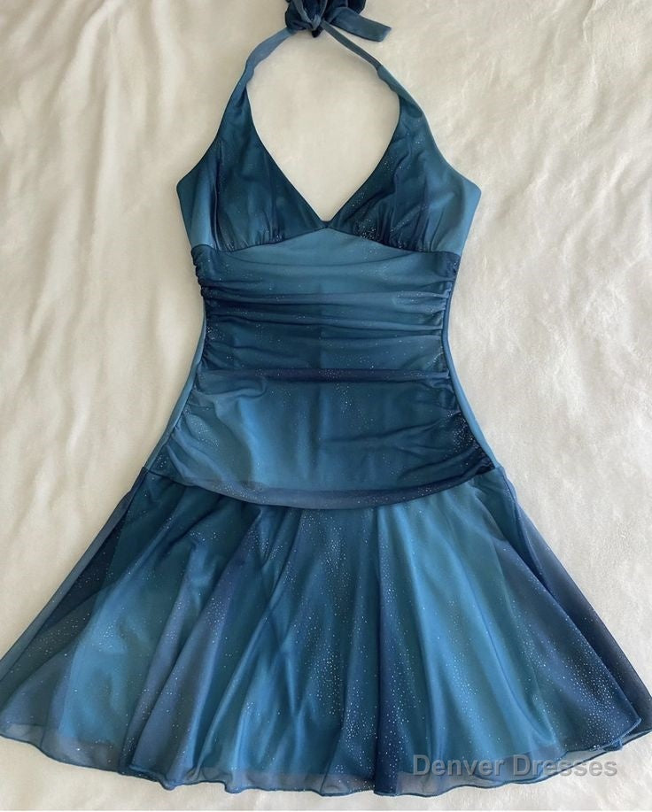 Chiffon Sleeveless Halter Party Dress Short Prom Dress Secondary image