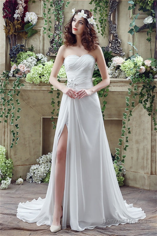 Chiffon Sweetheart Neckline A-Line Wedding Dresses With Rhinestones Main image