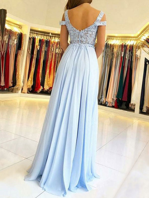 Classic Chiffon Evening Dress A Line V Neck Floor Length Split Front Party Dresses Evening Dresses Secondary image