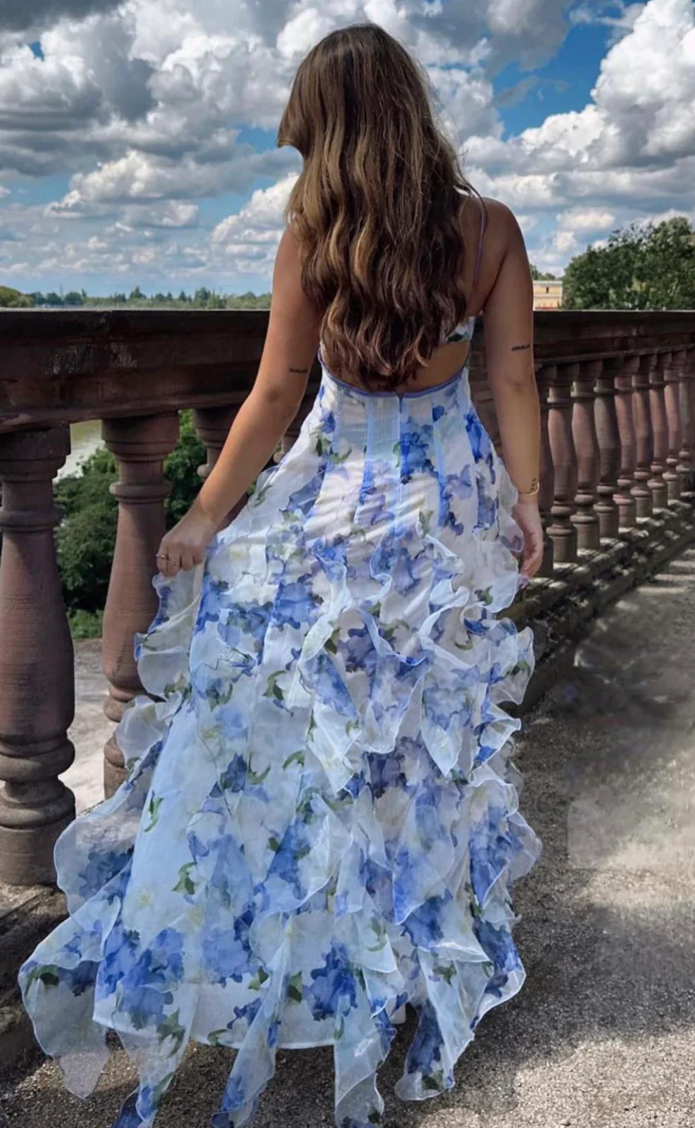 Classic Floral Prom Dress Long Prom Gown 22Th Birthday Outfit