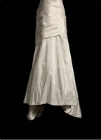 Classic Ivory Strapless Ruffled Satin Mermaid Long Prom Dress Evening Dress