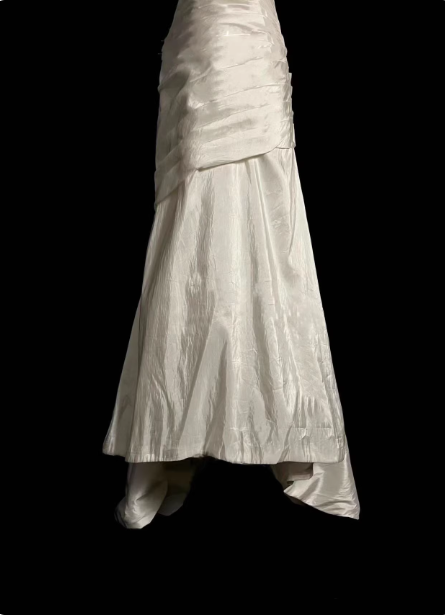 Classic Ivory Strapless Ruffled Satin Mermaid Long Prom Dress Evening Dress