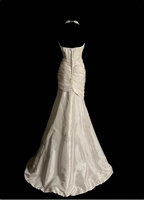 Classic Ivory Strapless Ruffled Satin Mermaid Long Prom Dress Evening Dress