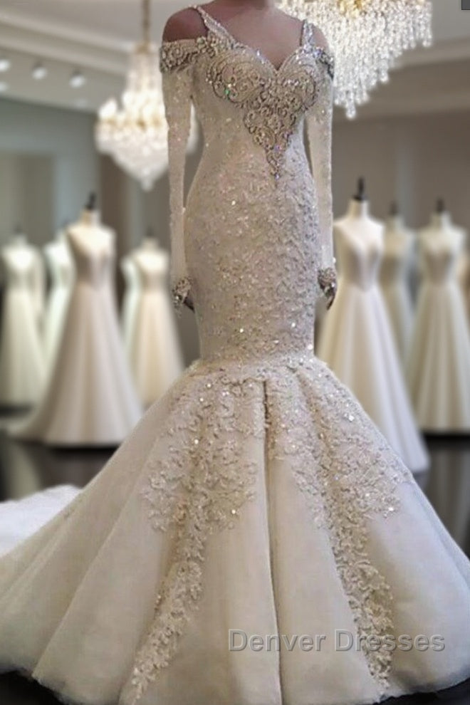 Classic Mermaid Long Sleeves Bridal Gowns Lace Wedding Dress with Sleeves Main image