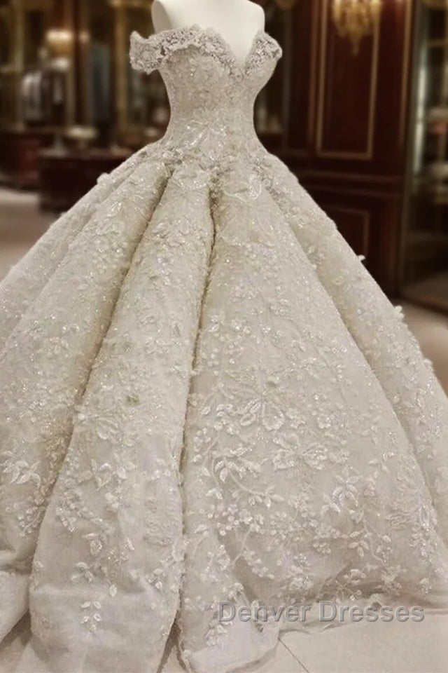 Classic Off theshoulder Luxurious Appliques Ball Gown Wedding Dress Main image