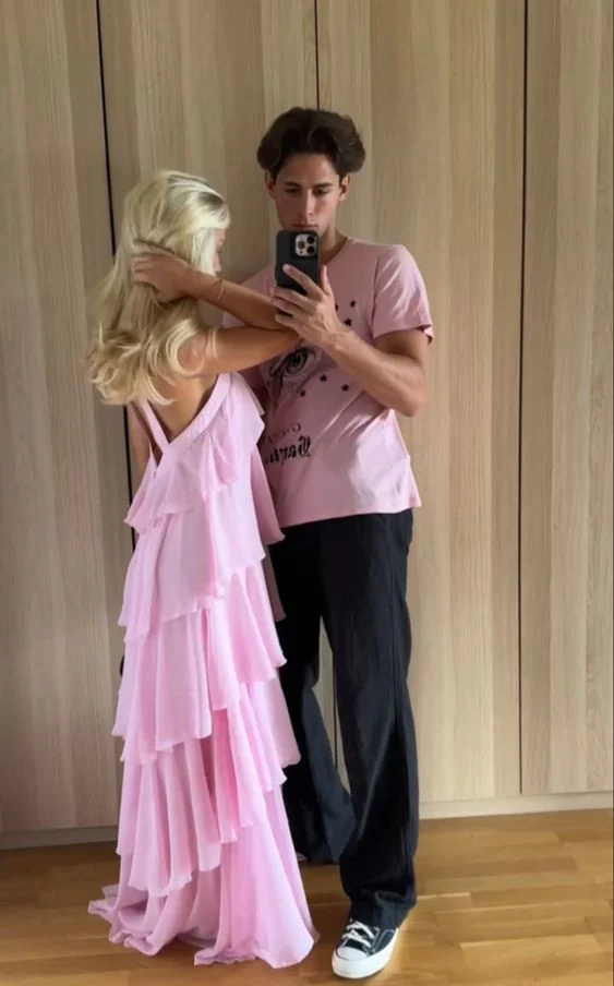 Classic Pink Prom Dress Long Prom Gown 22Th Birthday Outfit