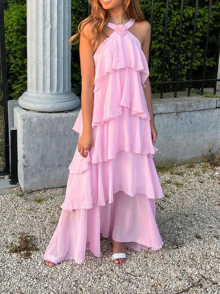 Classic Pink Prom Dress Long Prom Gown 22Th Birthday Outfit