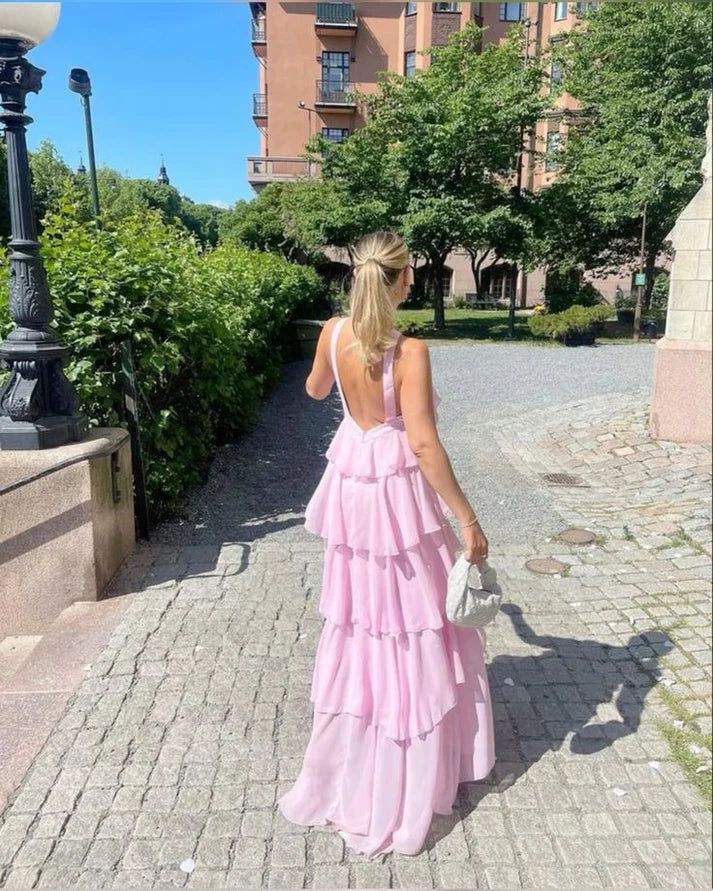 Classic Pink Prom Dress Long Prom Gown 22Th Birthday Outfit