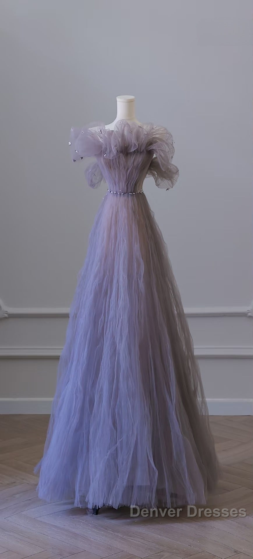 Classy A Line Off The Shoulder Lilac Tulle Long Evening Dress Prom Dress Secondary image