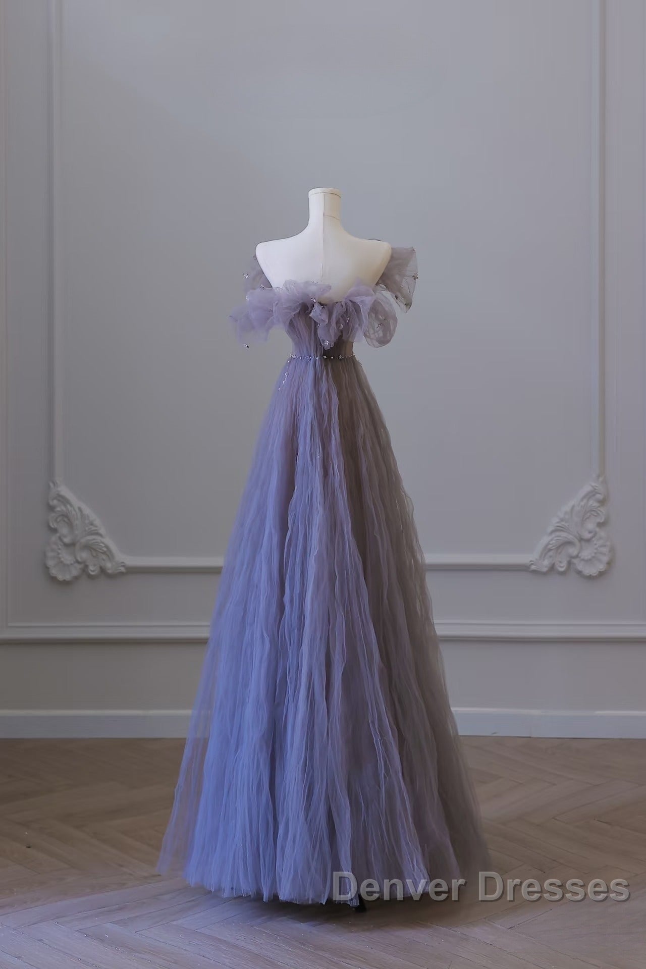 Classy A Line Off The Shoulder Lilac Tulle Long Evening Dress Prom Dress