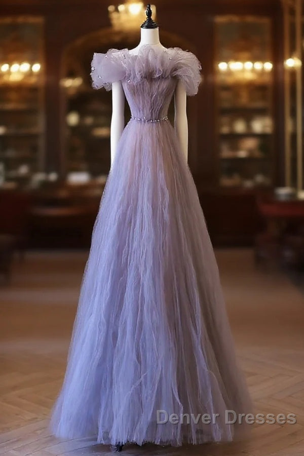 Classy A Line Off The Shoulder Lilac Tulle Long Evening Dress Prom Dress Main image