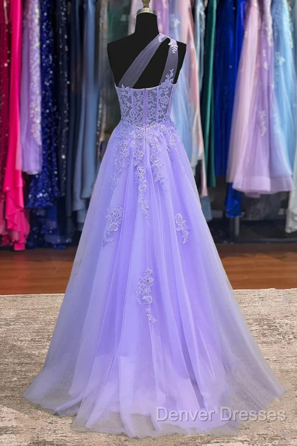 Classy A-Line One Shoulder Lavender Long Prom Dress Secondary image