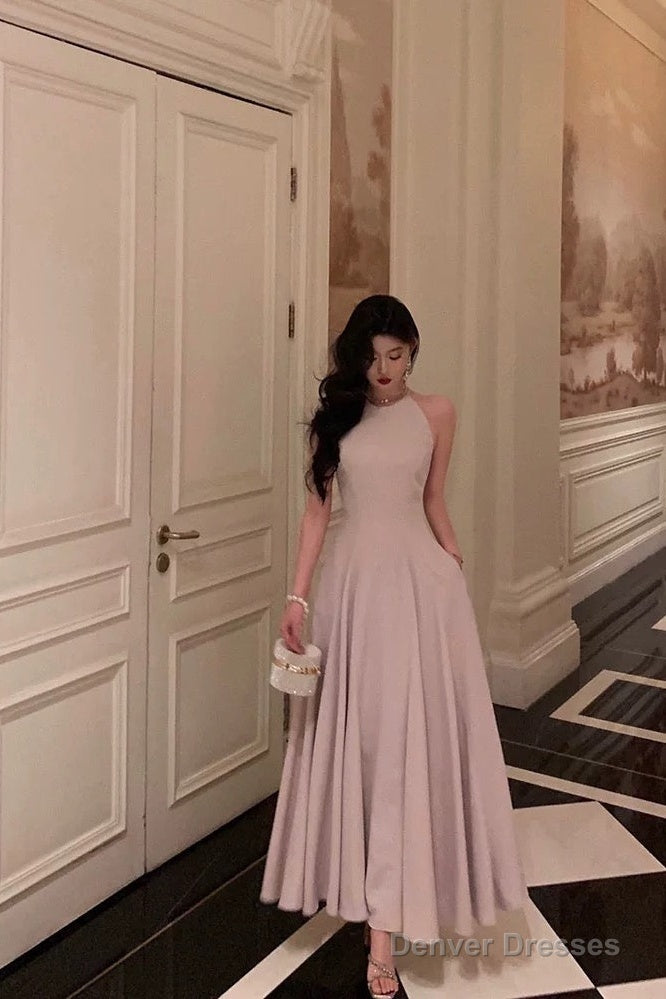 Classy A Line Scoop Neckline Long Light Pink Prom Dresses Birthday Outfits Evening Gown