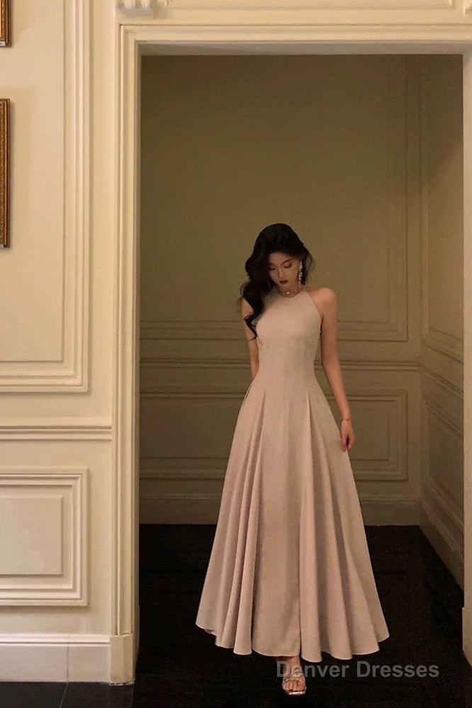 Classy A Line Scoop Neckline Long Light Pink Prom Dresses Birthday Outfits Evening Gown Main image