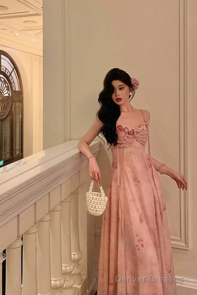 Classy A Line Spaghetti Straps Pink Lace Prom Dresses Birthday Outfits Evening Gown Secondary image