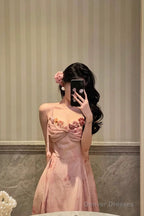 Classy A Line Spaghetti Straps Pink Lace Prom Dresses Birthday Outfits Evening Gown