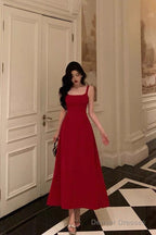 Classy A Line Spaghetti Straps Red Prom Dresses Birthday Outfits Evening Gown