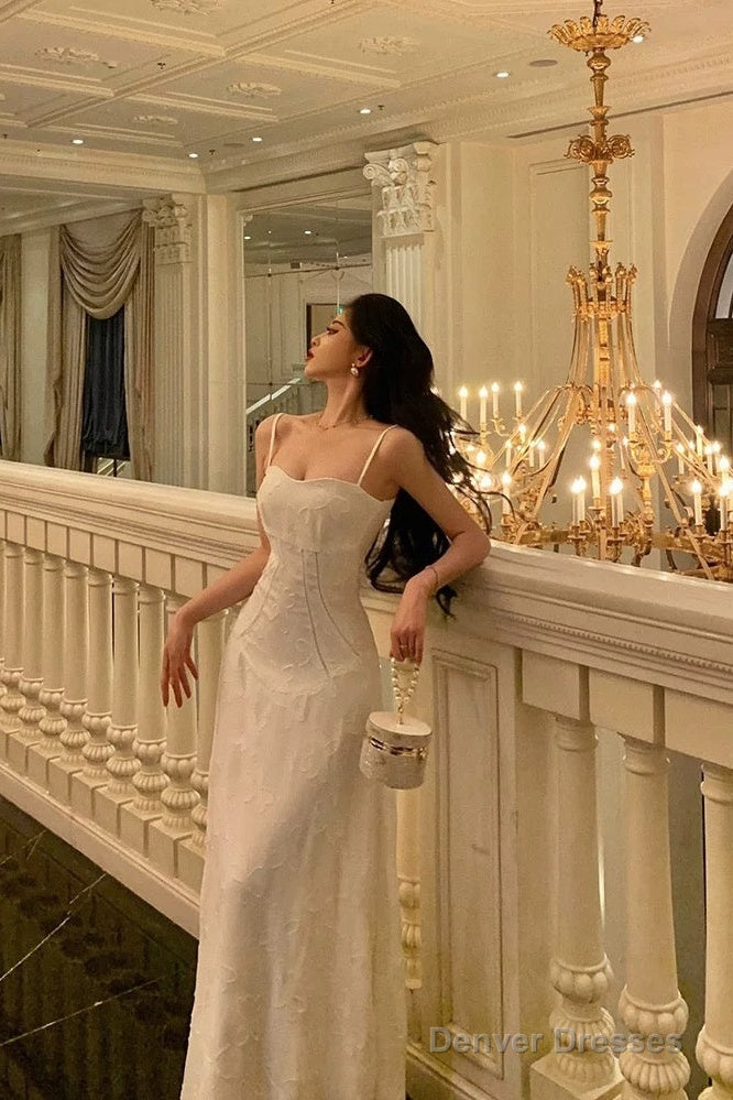 Classy A Line Spaghetti Straps Sleeveless White Lace Prom Dresses Birthday Outfits Secondary image