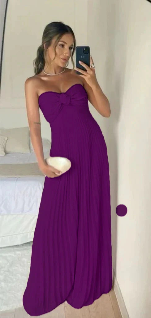 Classy A Line Strapless Light Pink Chiffon Long Prom Dress Evening Dress With Ruffles