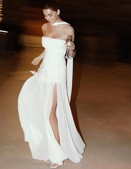 Classy A Line Strapless White Chiffon Long Evening Dress Prom Dress