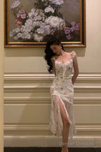 Classy A Line Straps Pink Floral Chiffon Prom Dresses Birthday Outfits Evening Gown