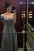 Classy A Line Sweetheart Blue Satin Prom Dresses Birthday Outfits Evening Gown